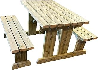 MG Timber Free Standing Wooden Picnic Table and Benches Set (Square Corners, 4FT)