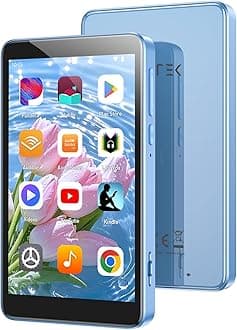 96GB MP3 Player with Bluetooth and WiFi, T08X 4'' Android 14 MP4 Music Player with Spotify, Audible, APP Store, Up to 1TB, Blue