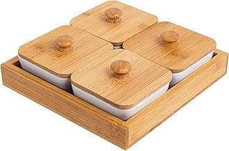 Condiment Serving Set, Set of 4, Includes Lids and Tray