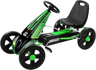 Cyclone Junior Racing Go Kart with 12 Inch Rims, Race Style Pedals, and 8 Ball Brake, Lime Green - Ride On Toy for Kids Ages 4 to 8 Years