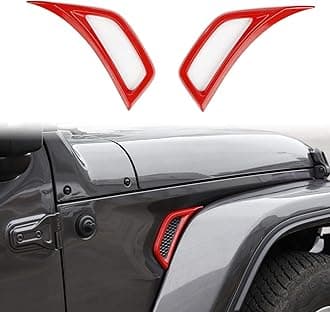 Voodonala Side Air Conditioning Vent Cover Trim Fit for 2018-2026+ Jeep Wrangler JL JLU Gladiator JT 4xe, Exterior Side Fender Air Vent Decoration, ABS Red