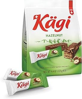 Swiss Milk Chocolate Covered Mini Wafers with Hazelnut Cream Filling by Kägi, Crispy Coated Sweet Snacks, Premium Individually Wrapped Treats, Chocolates Gifts, 125g Bags
