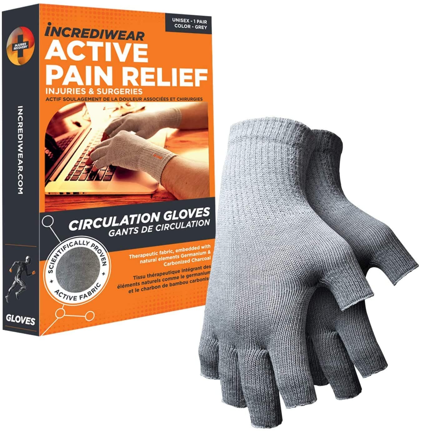 Fingerless Circulation Gloves Arthritis Gloves, Grey