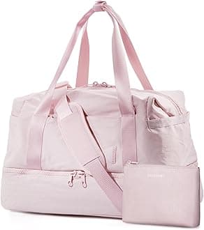 Weekender Bags for Women, BAGSMART Travel Duffel Bags with Shoe Compartment,Personal Item Travel Bag for Airlines, Carry on Overnight Tote Bag with Toiletry Bag (Pink)
