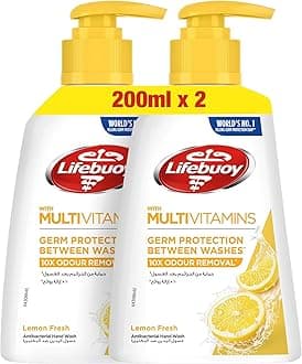 Lifebuoy Antibacterial Hand Wash, Lemon Fresh, for 100% stronger germ protection & odour removal, 200ml x 2