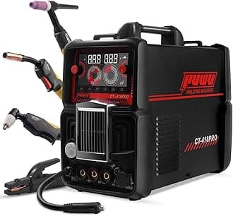 Plasma Cutter Welder Combo Gas MIG/Gasless MIG/HF TIG/Stick/CUT 5 in 1 Aluminum Welding Machine with 110V/220V Dual Voltage Multi Process Welder