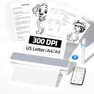 iDPRT Portable-Printer Wireless for Travel,300DPI Inkless Thermal Small Printers for Home Use,Office,Vehicles,Mobile Bluetooth Printer Supports 8.5" x 11" US Letter,for Smartphone & PC,White Gray