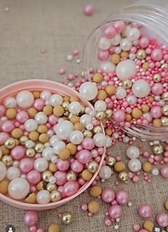 Edible Sprinkles in baby pink, nude and gold CAKE N BAKE (35g)