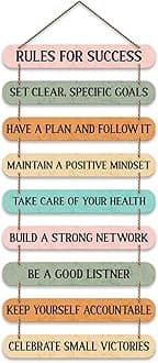 Artvibes Rules For Success Quotes Mdf Wooden Wall Hanging for Home Livingroom Art Item | Home Decor Items| Gifts | Wall Artwork For Hall | Modern Wall Decoration Accessories for Decoration (WH_9324N)