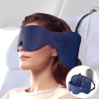 Inspireyes Travel Pillows for Airplanes, 360° Head Support for Long Flight, Soft Airplane Pillow with 3D Eye Mask for Sleeping, Stop Bobblehead, Airplane Headrest Gadgets, Royal Blue