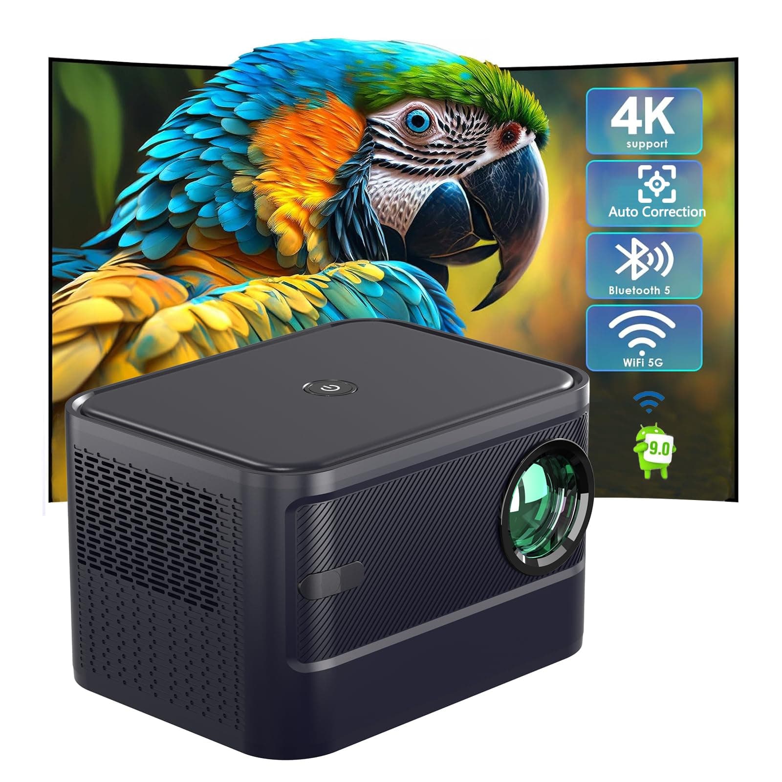 Edtech Android Projector Portable WiFi 1080P Full HD Video Projector with 5G WiFi and Bluetooth for PC, TV, HDMI, Smart Phone, Laptop Movie Entertainment