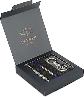Parker Gift Set | Vector Special Edition Chrome Trim Roller Ball Pen with Parker Keychain | Ideal for Gifting | Elegant Gift for Any Occasion
