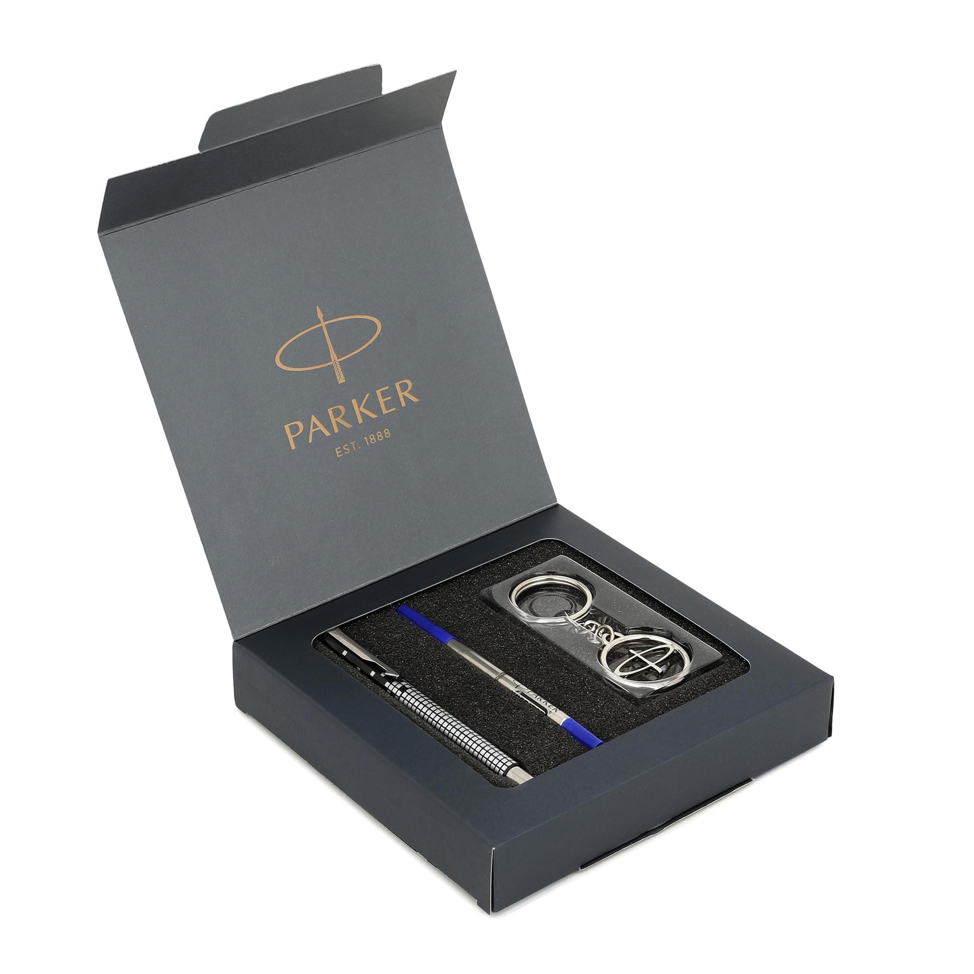 Parker Gift Set | Vector Special Edition Chrome Trim Roller Ball Pen with Parker Keychain | Ideal for Gifting | Elegant Gift for Any Occasion