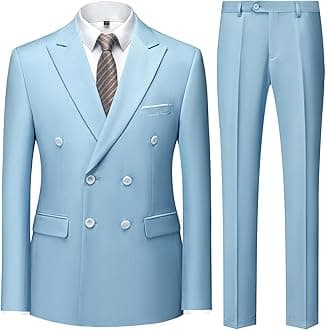 – Mens 2 Piece Slim Fit Suit Casual Business Wedding Dinner Tuxedo for Men Classic Blazer Trousers Set