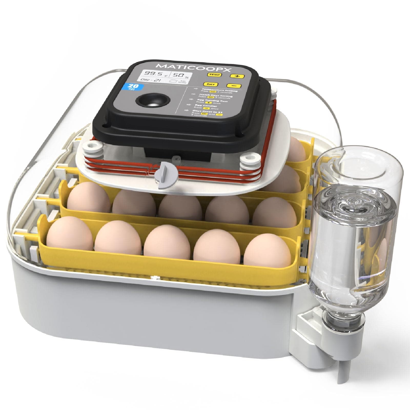 MATICOOPX 20 Egg Incubator with Humidity Display, Egg Candler, Automatic Egg Turner, for Hatching Chickens