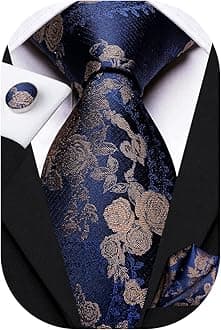 Hi-TieClassic Blue Woven Silk Tie Necktie Set Wedding Tie For Men