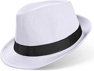 Straw Trilby Fedora Hat for Men-1920s Felt Panama Hat Short Brim Summer Cap with Ribbon