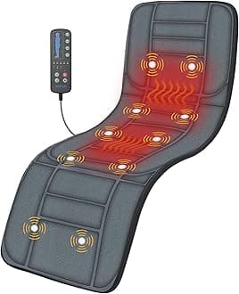 Massage Mat, Full Body Massager with 10 Vibrating Motors, Heat Therapy, Black, 53" x 6.89" x 17"