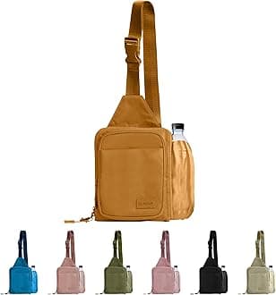 BUNSO Everyday Small Crossbody Bags for Women, Water-Resistant Sling Bag for Men with Waterbottle Holder, 7” x 2.5” x 9”