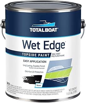 TotalBoat Wet Edge Topside Marine Paint Premium Polyurethane Coating for Boats, RVs, Exterior Trim, Fiberglass, Metal, and Wood (Black, Gallon)
