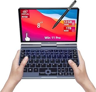KOOFORWAY 8 Inch 2-in-1 Mini Laptop,HD Rotatable Touch Screen Support Handwriting Windows 11 Pro Small Laptop, N150,12GB RAM, 1TB SSD,Wi-Fi 6, BT 5.2,2 MP Camera,G-Sensor,HDMI,Type C Ultra Pocket PC