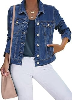 luvamia Women's Basic Button Down Stretch Fitted Long Sleeves Denim Jean Jacket
