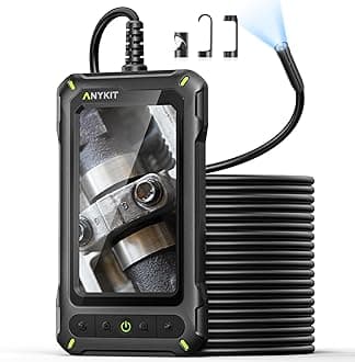 Anykit Industrial Endoscope Camera with 4.3'' LCD Screen, 6mm Borescope Inspection Camera, 6 Adjustable Lights, IP67 Waterproof, 16.5FT Semi-Rigid Cable