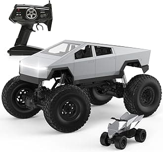 KidsFaves 1:8 RC Car, Large Cybertruck Toy Model 4WD with 2 Batteries and Dual Motors, LED Headlight,Off-Road RC Truck, 2.4GHz All Terrain Off Road Monster Truck for Boys Kids