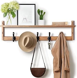 Tatub 29'' Coat Rack Wall Mount with Shelf, Wood Wall Hooks with Storage, Ent...