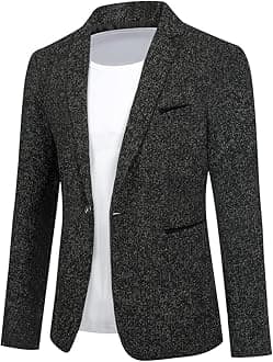 Mens Casual 1 Button Blazer Slim Fit Blazer Jacket Lightweight Suit Jackets