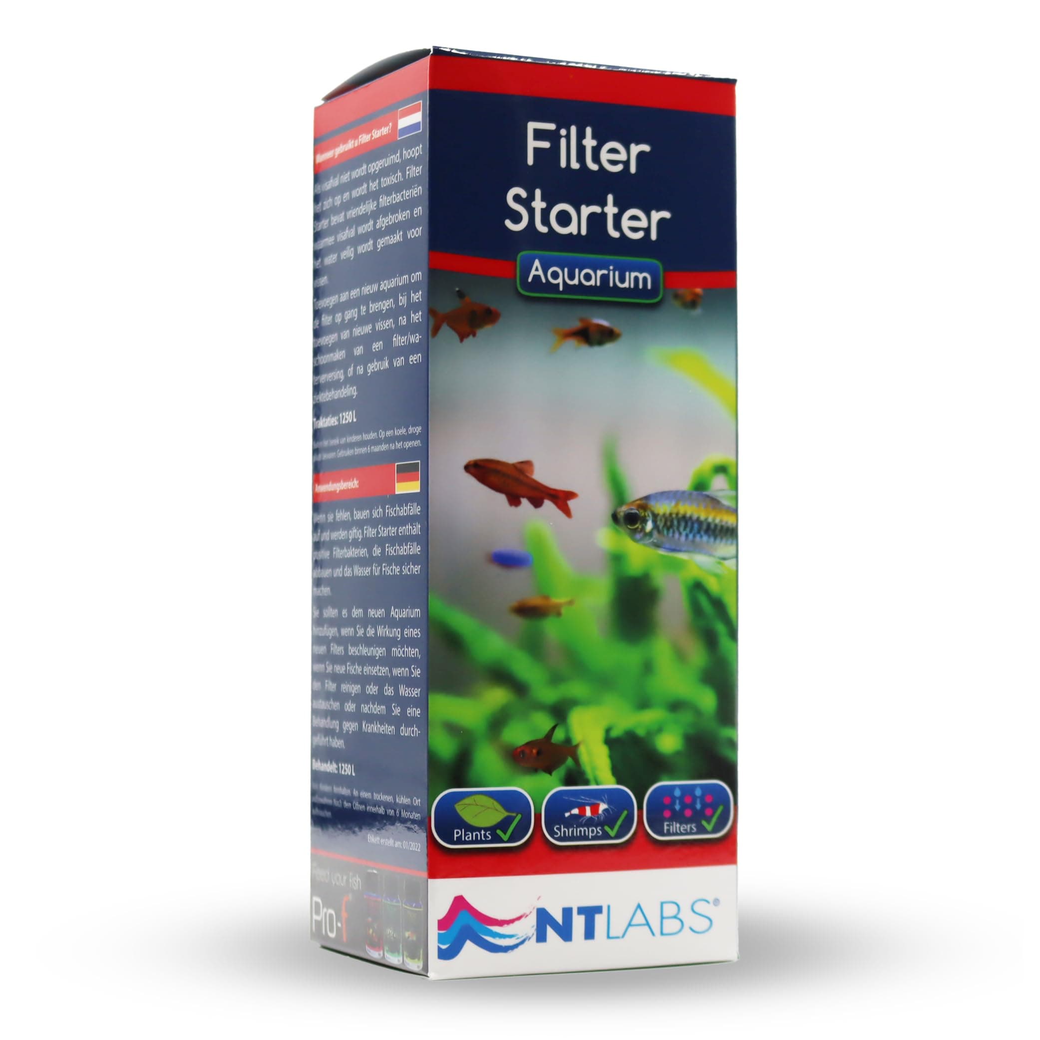 NT Labs Aquarium Filter Starter, Aquarium Filter Bacteria, Breaks Down Toxic Fish Waste, Prevents Ammonia & Nitrite, Water Change Essential, For Coldwater & Freshwater Aquariums (250ml - Treats 1250L)