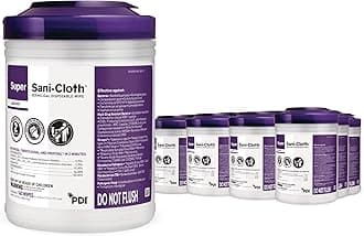 Q55172 Super Sani Cloth Germicidal Disinfecting Wipes, Large 6" x 6-3/4", 160 Wipes (Case of 12 Canisters)