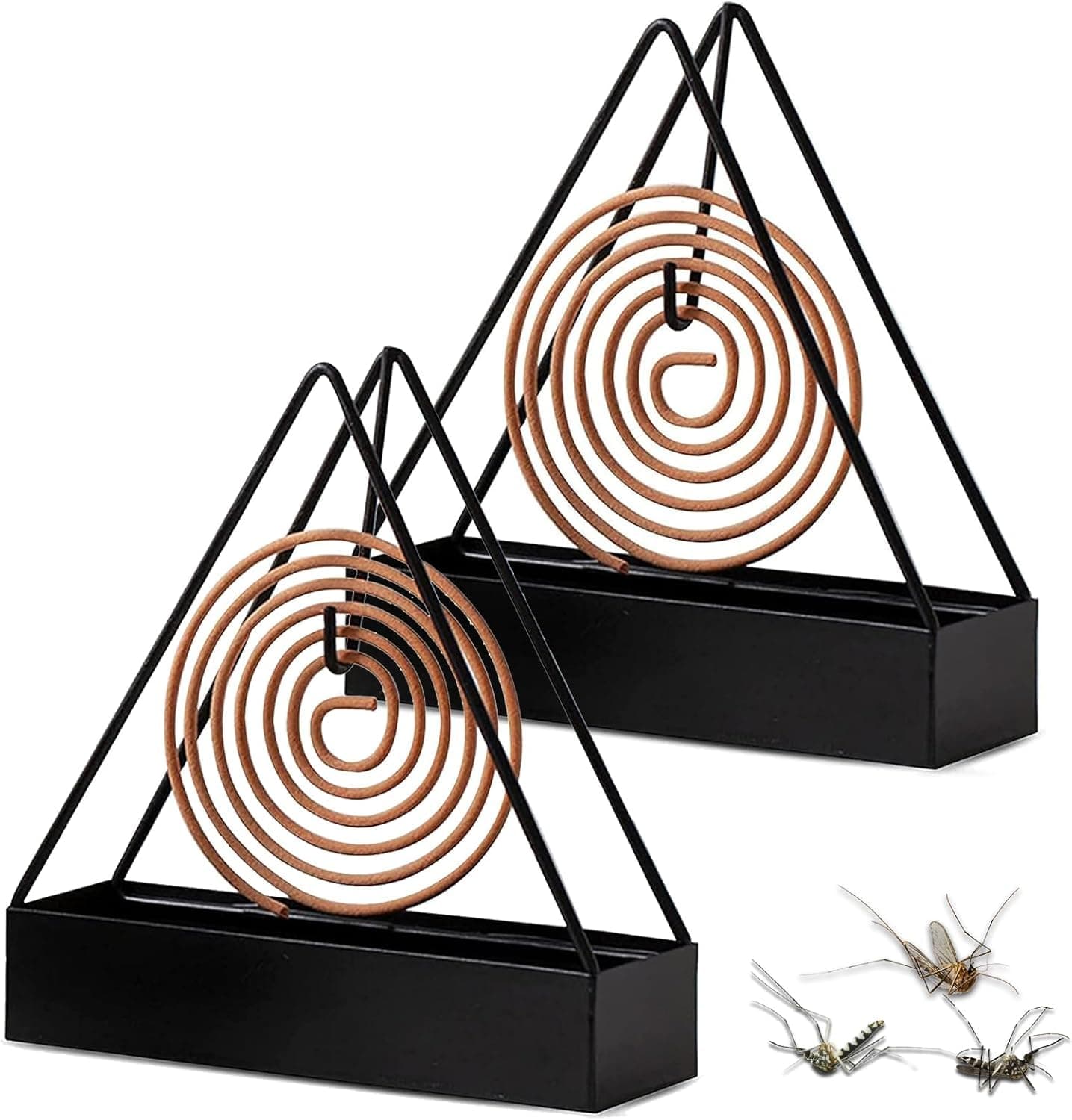 2 Pack Mosquito Coil Holder,Metal Triangular Hanging Coil Tray Ash Catcher Storage Bracket Coil Vertical Stand Support Base,Incense Holderfor Indoor Outdoor