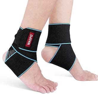 WASPO Ankle Support Brace 2 PACK, Adjustable Ankle Brace Wrap Strap for Sports Protect, Plantar Fasciitis Achilles tendonitis Ligament damage Injury Recovery, One Size for Men Women