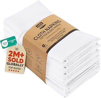 Utopia Kitchen Cloth Napkins (18 inches x 18 inches) - 12 Pack Soft and Comfortable Cotton Dinner Napkins