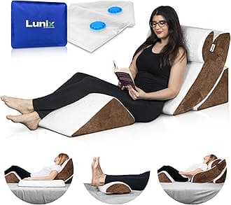 Lunix LX5 4-Piece Support for Shoulder & Upper Body Rest, Orthopedic Bed Wedge Pillow Set, Elevated Memory Foam for Post-Op Recovery & Sleep Comfort, Oat Brown