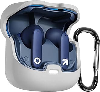 Earphone Case Cover Compatible for Boult Audio Z40, Soft Silicone Skin Case Cover Shock-Absorbing Protective Case with Keychain [Front LED Visible] (Grey)