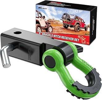 Shackle Hitch Receiver 2Inch 45000 LBs Breaking Strength 3/4" D Ring Shackle w/Trailer Hitch Pin Heavy Duty Solid Recovery Towing Kit for Trucks Jeeps Off-Road