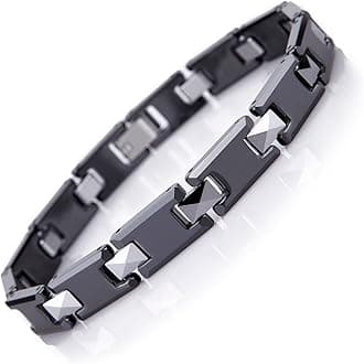 Urban Jewelry Men’s Tungsten Carbide & Ceramic Bracelet Collection – 8.3–8.66" Length, 9–13 mm Links, Matte, Puzzle, Black & Gold Contrast, Scratch‑Resistant, Secure Snap‑Lock, Gift Box
