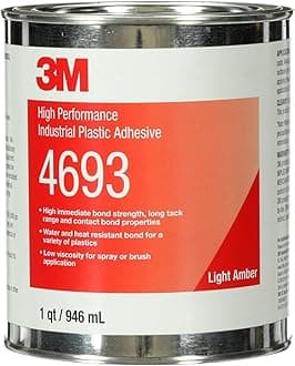 3M High Performance Industrial Plastic Adhesive 4693, Light Amber,Clear