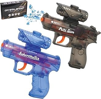 2 Pack Gel Ball Blaster - Splatter Ball Gun Pistol with 10000 Gel Rounds, Manual Continuous Shoot Splat Water Bead Blaster for Backyard and Outdoor Activities 16+ Adult (Transparent)