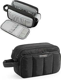 BAGSMART Travel Toiletry Bag for Women, Wide-open Makeup Bag Organizer, Puffy Make Up Case, Large Capacity Cosmetic Organizer for Women for Travel Essentials Toiletries Accessories Bottles(Black)