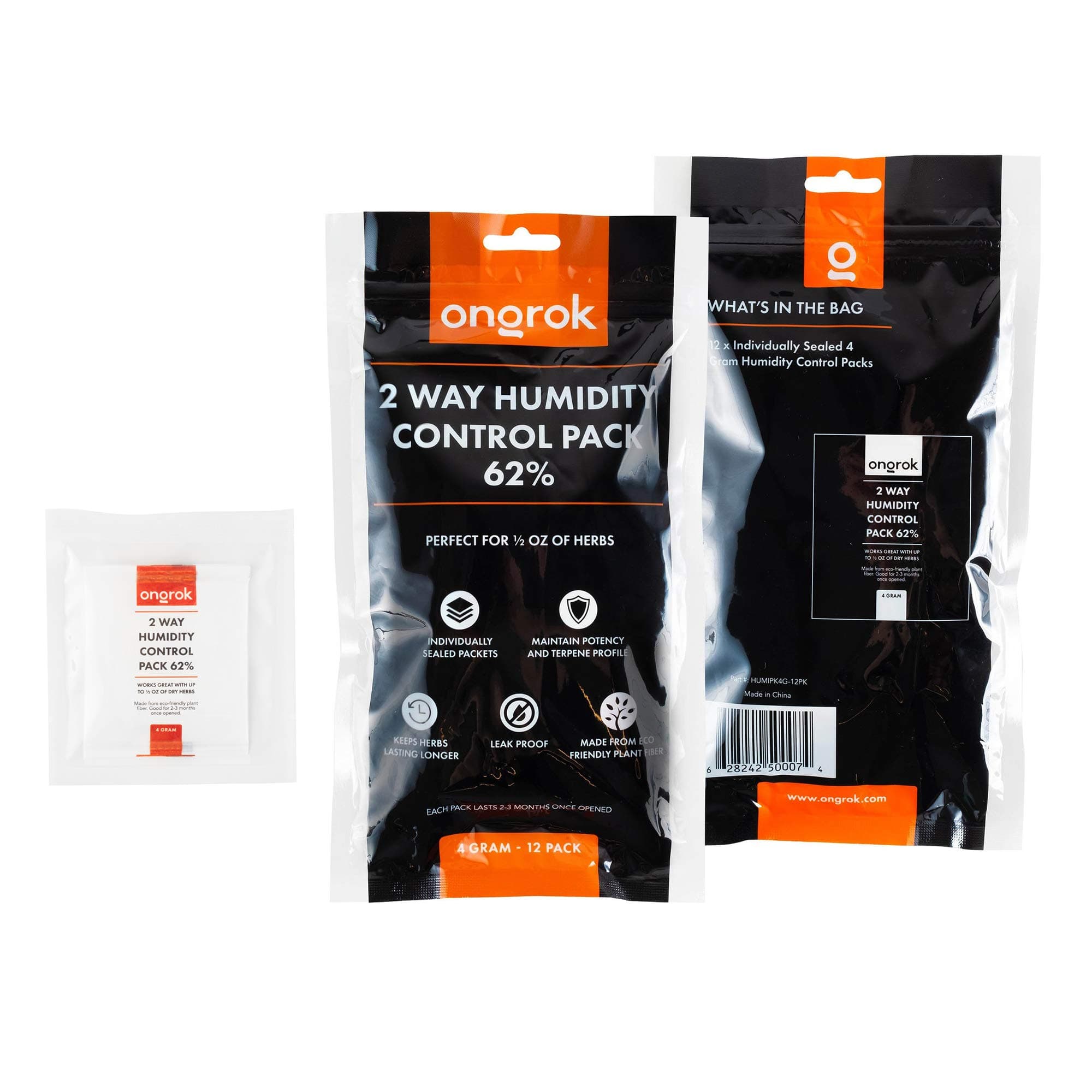 Size 4, 2 Way Humidity Control Packets, 62% RH, 12 Pack, Each Pack Good for up to 1/2 oz
