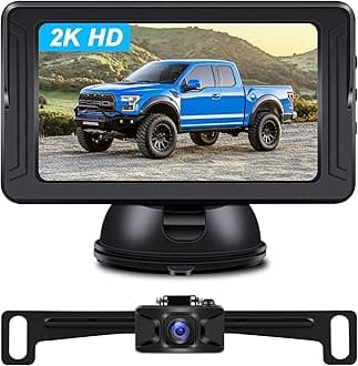 Backup Camera for Car 5 Inch HD 2K Back Up Camera for Cars Truck w Super Night Vision 150 Degrees Wide Angle DIY Guide Lines IP69 Waterproof Rear View Camera with Monitor, Plug & Play