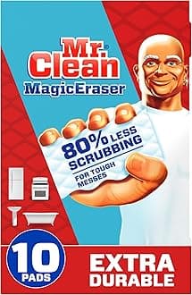 Mr. Clean Magic Eraser Sponge, All Purpose Cleaner, Cleaning Scrubber, Wall, Sneaker, Kitchen, Bathroom, Shower Cleaner, Cleaning Supplies, Melamine Sponge, Cleaning Pads, Extra Durable, 10ct