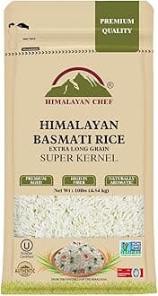 Basmati Rice, Natural Extra Long Grain Super Kernal Rice, Premium Quality, Quick Cooking Aromatic, Non-GMO, Halal and Kosher Certified - 10 lbs