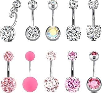 Briana Williams Belly Button Ring Belly Rings Belly Button Piercing Gold Belly Button Ring for Women Clicker Belly Ring Belly Piercing Stainless Steel 14g 10mm Blley Navel Rings Piercing Jewelry