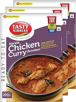 Tasty Nibbles Ready to Eat Kerala Chicken Curry (Boneless) 200g [Pack of 3] | Open Heat & Eat | No Food Additives Added | Japanese Retort Technology