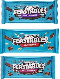 Beast Bar Milk Chocolate Crunch, Milk Chocolate, Dark Chocolate Beast Bars [3 Pack] NEW FORMULA! Creamier and Thicker - 2.1 oz Bars