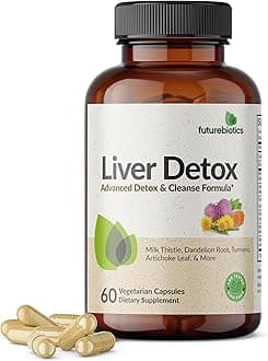 Futurebiotics Liver Detox Advanced Detox & Cleanse Formula Supports Healthy Liver Function with Milk Thistle, Dandelion Root, Turmeric Artichoke Leaf, & More, Non-GMO, 60 Vegetarian Capsules